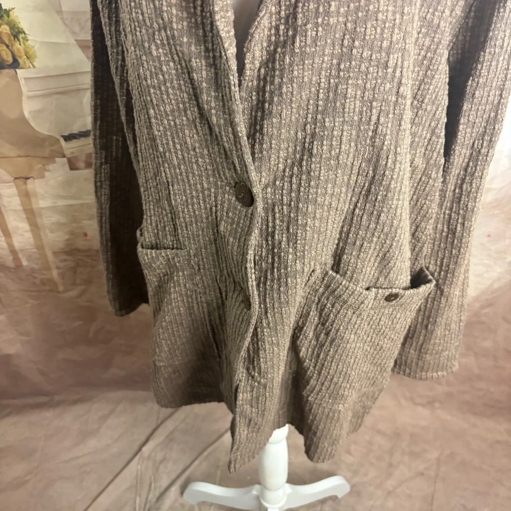 NEW Free People Beach Reign Textured Oversized Blazer in brown - Picture 7 of 11